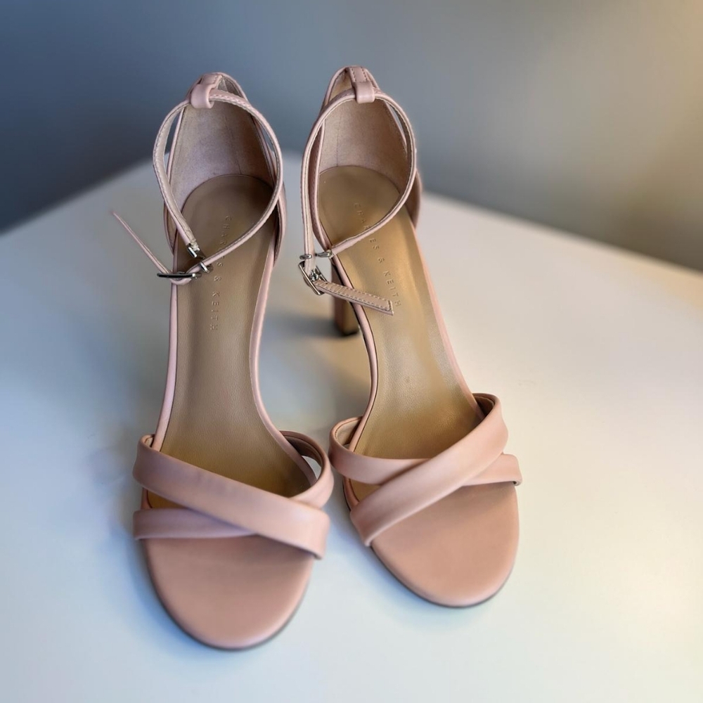Charles & Keith Pink Strappy Heel Sandal,Size - 36